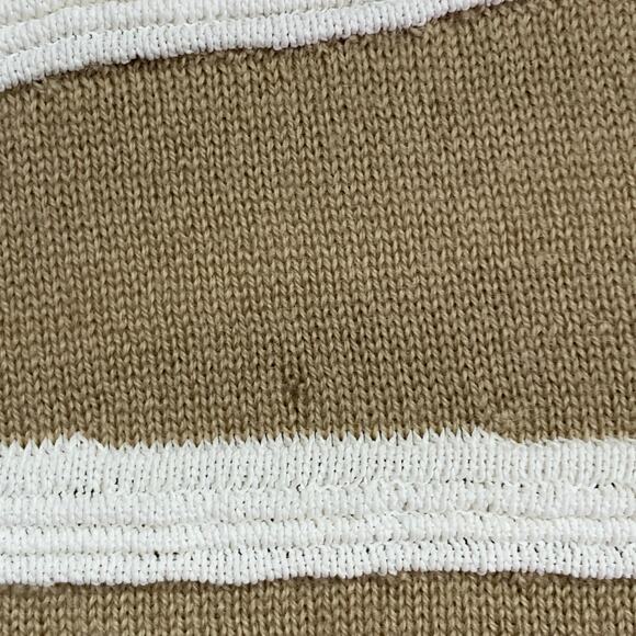 Size S Beige White Merino Wool Blend Textured Stripe Sleeveless Casual Top - Picture 8 of 10